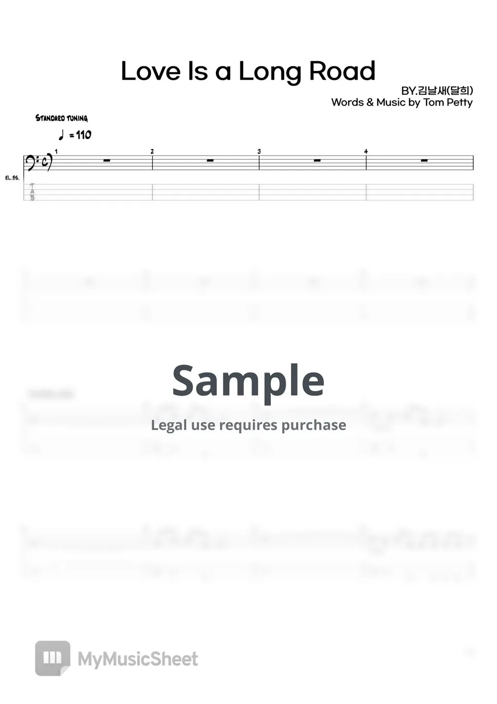 Tom Petty Love Is a Long Road Tab + 1staff by 김날새