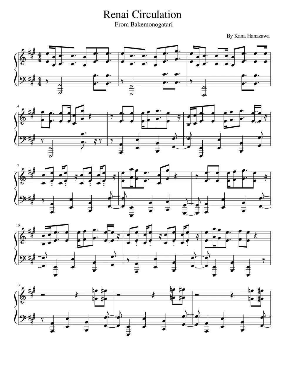 Kana Hanazawa Renai Circulation (化物语4 片头曲 (戀愛サキュレション)Renai