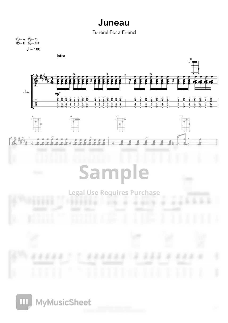 Funeral for a Friend Juneau Tab + 단선 악보 by 4stringboy