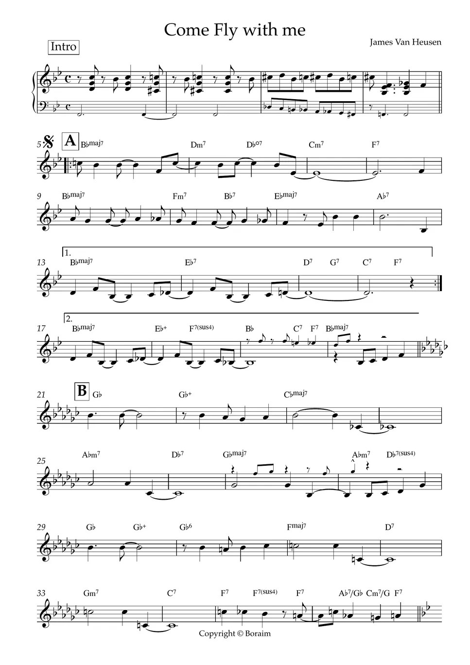 James Van Hewsen Come Fly With Me Michael Buble Ver. Sheet by