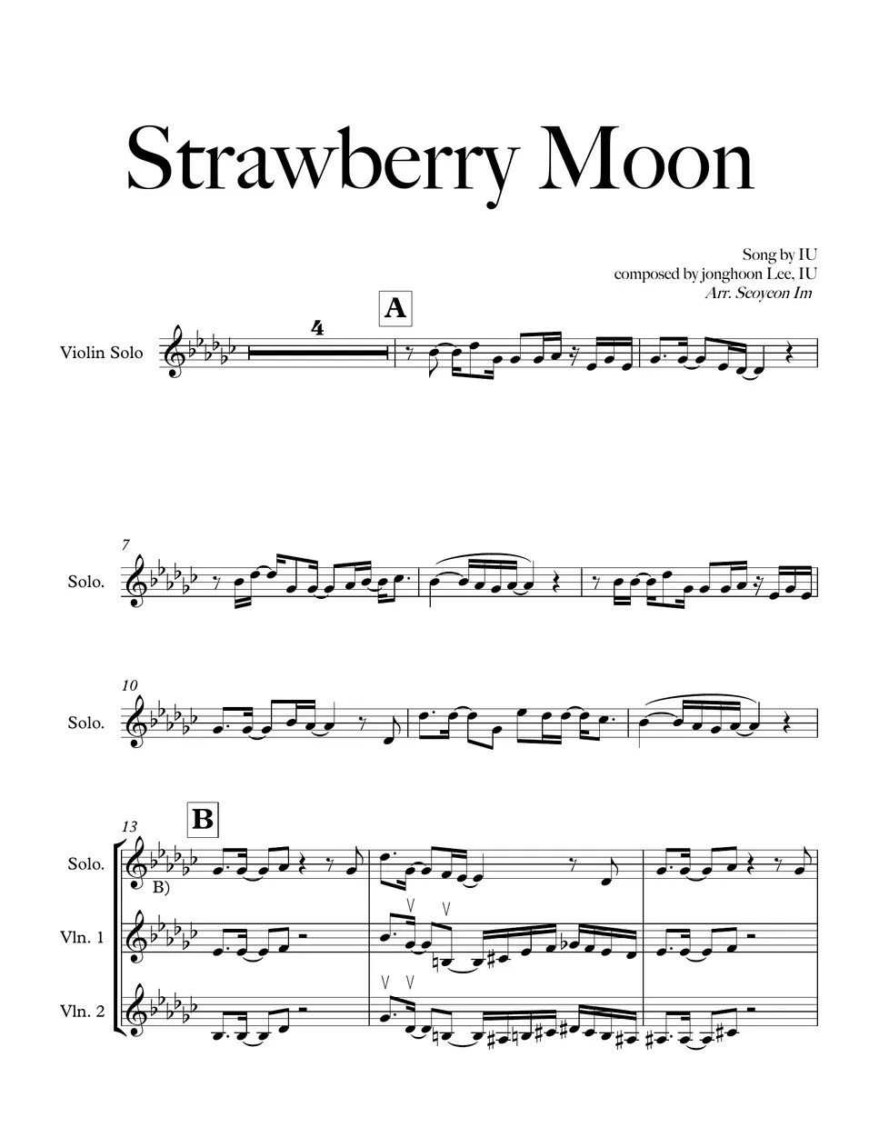 IU Strawberry Moon (Violin & Strings) Sheet by V.OLIN