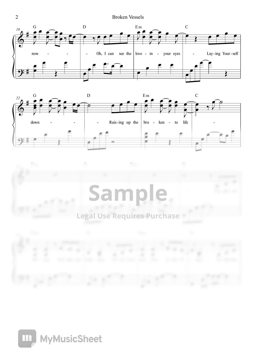 Hill Song United Broken Vessels (Amazing Grace) Spartito by Jerry Kim