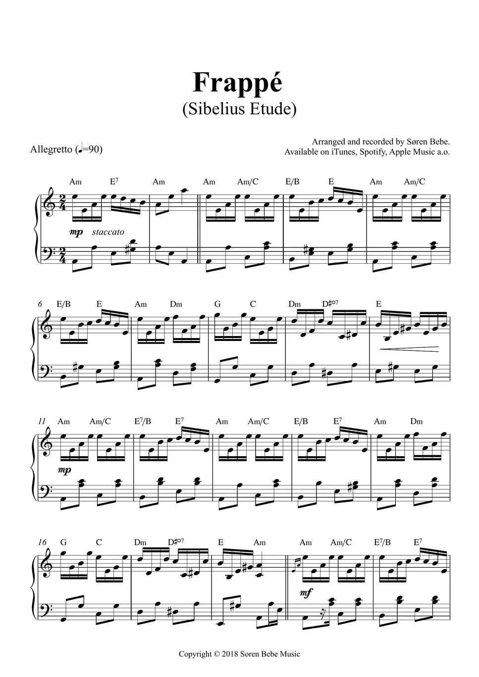 Frappé (Sibelius etude) Ballet Class Sheet Music Sheet