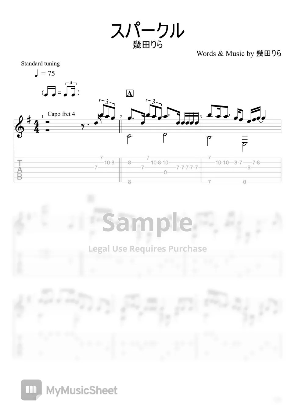 Ikuta Lilas Sparkle (Fingerstyle) Sheets by u3danchou