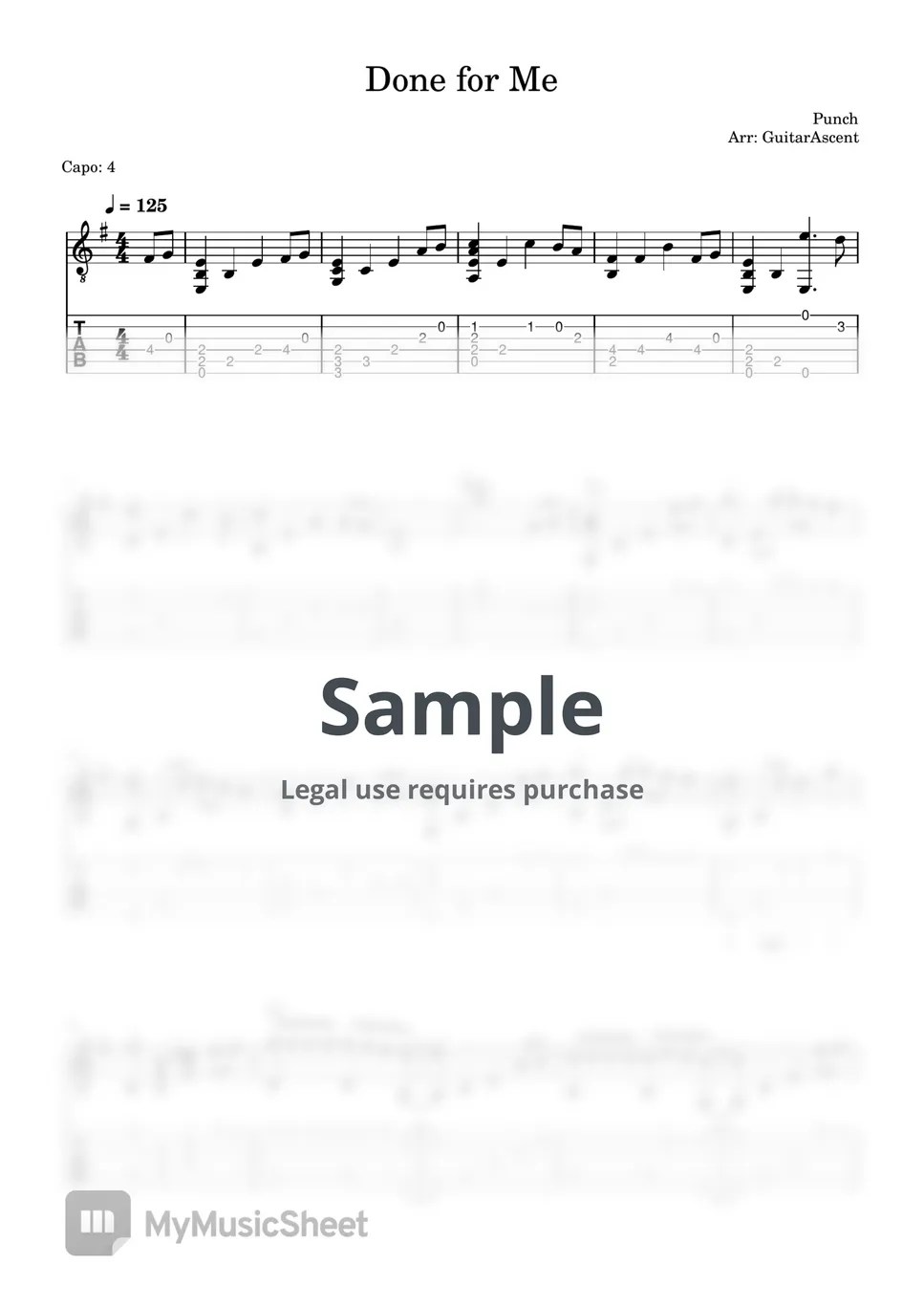 Punch Done For Me Sheets by GuitarAscent