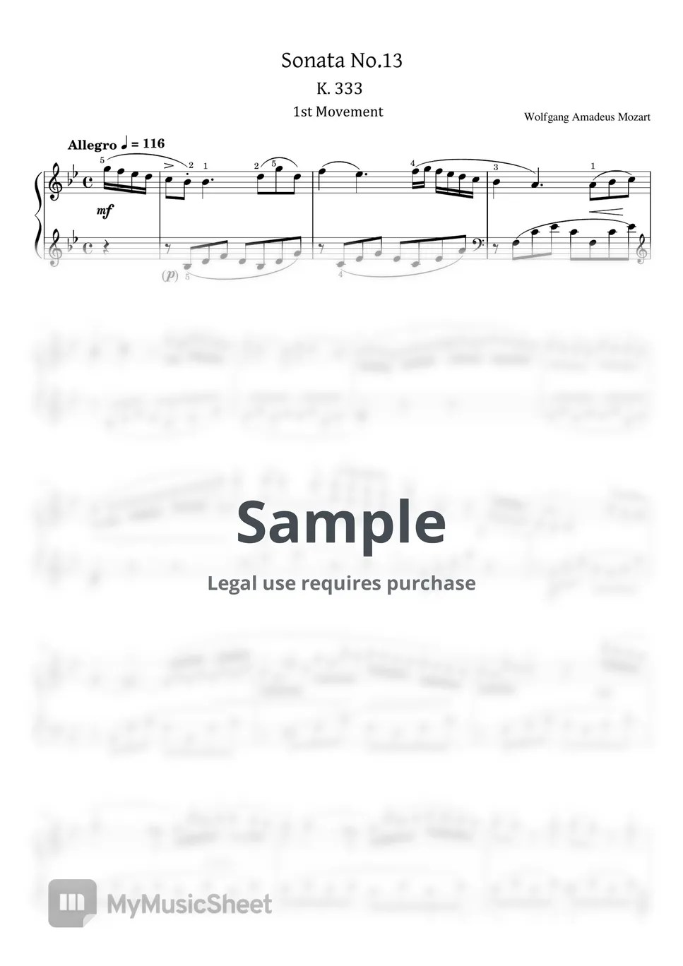 Wolfgang Amadeus Mozart Piano Sonata No.13 in Bflat major, K.333 1st