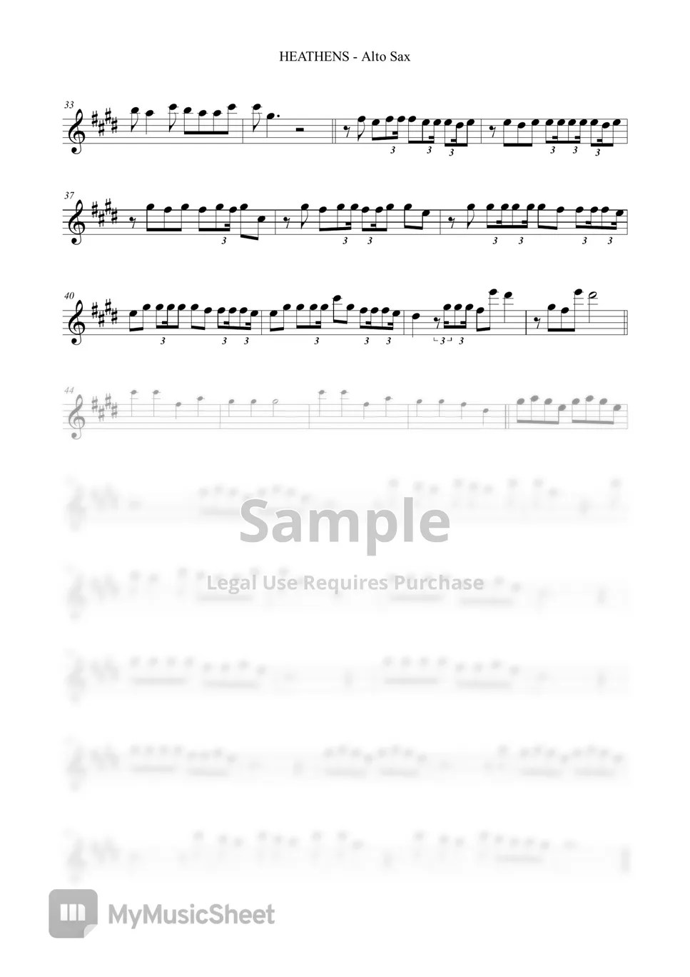 Twenty One Pilots HEATHENS (for Alto Sax) Sheets by Ivan Marini