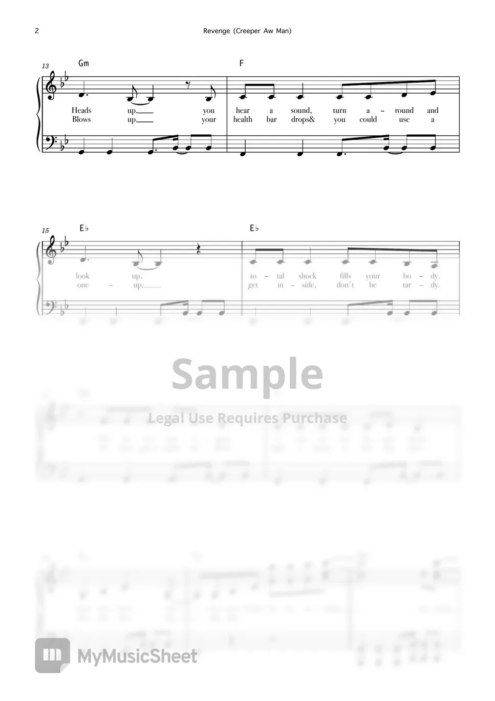 Minecraft Revenge (Creeper Aw Man) Sheets by Aldora Davita