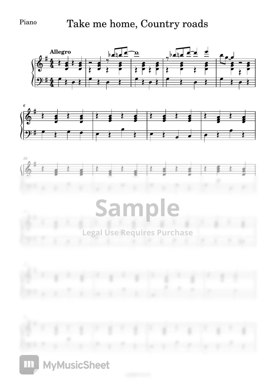 존 덴버 Take me home, country road (귀를 기울이면 OST/반주 MR/피아노 악보) Sheets by