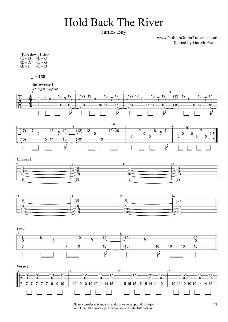 James Bay Hold Back The River TAB by Goliath Guitar Tutorials