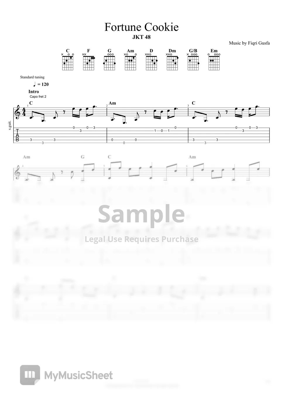 JKT48 Fortune Cookie Tab + 단선 악보 by Fiqri Gusfa