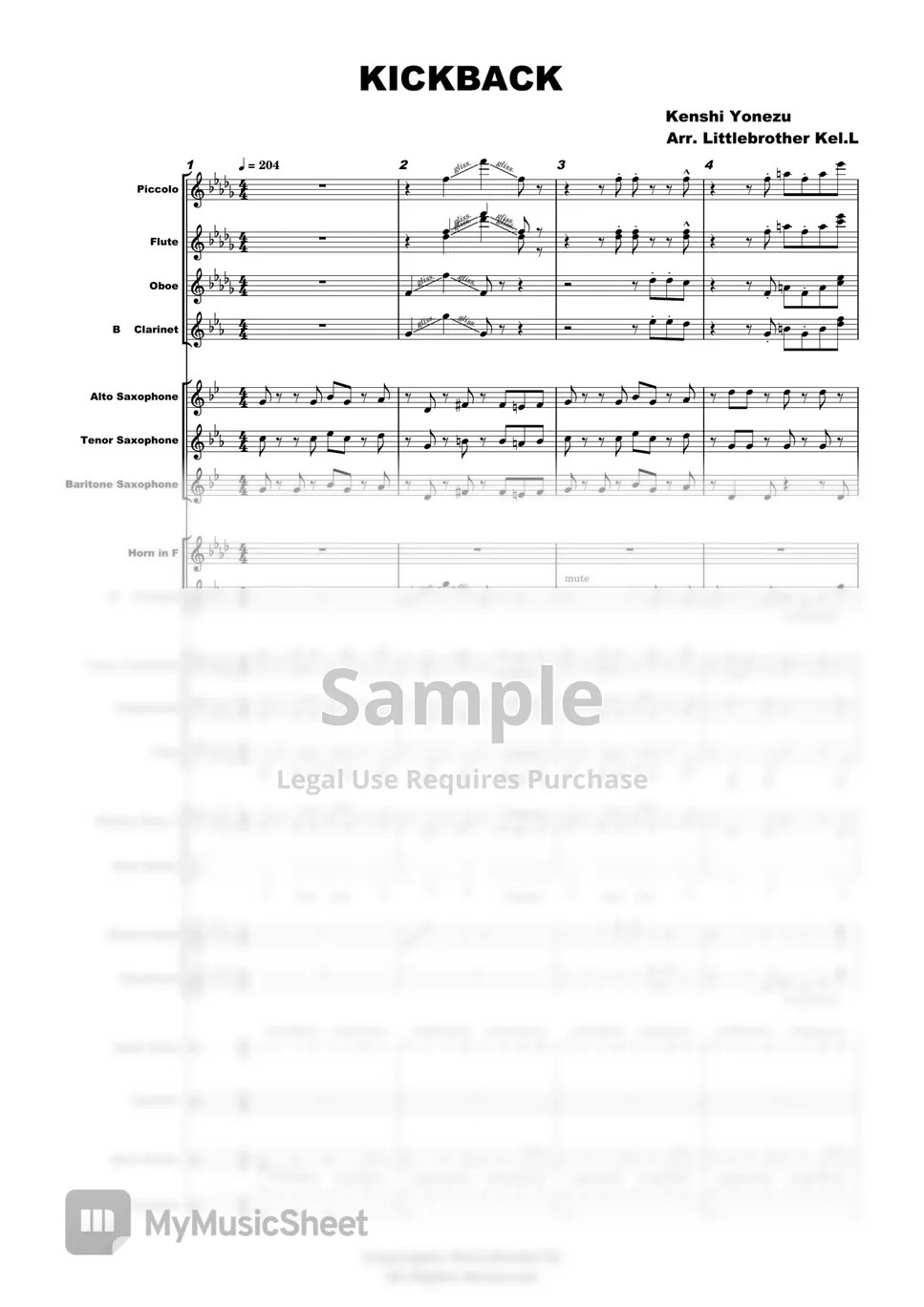 LITTLEBROTHER KEL.L KICKBACK (WINDBAND ARRANGEMENT) Sheets by