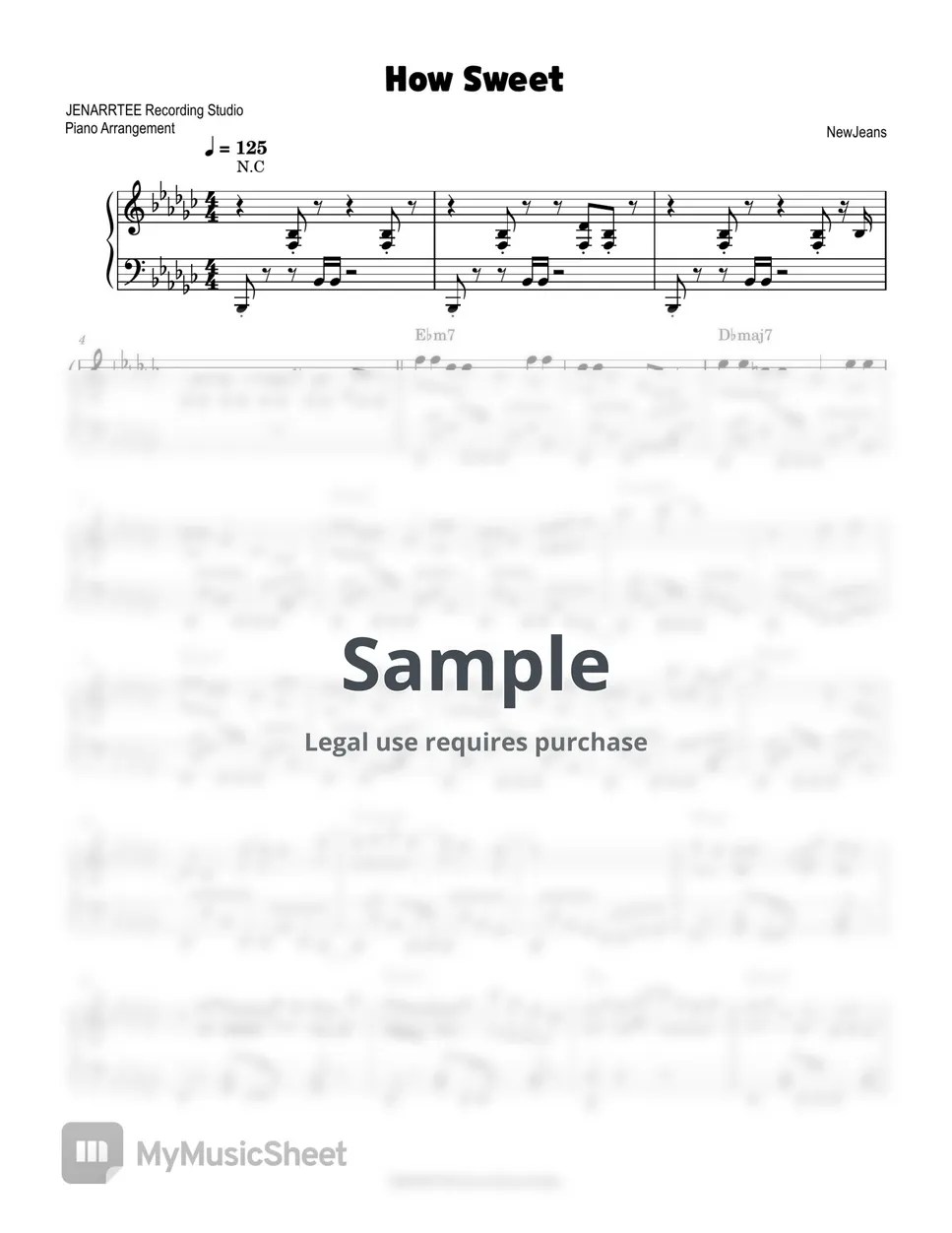 NewJeans How Sweet Sheets by JENARRTEE Recording Studio