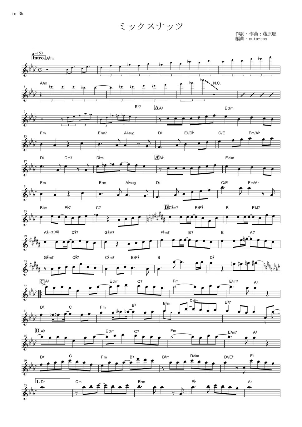 Official HIGE DANdism Mixed Nuts (Spy x Family / in Bb) Notenblatt by