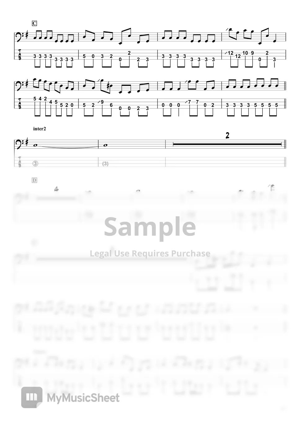 Yuri Dried Flower (BassTAB 4strings) Sheets by swbass