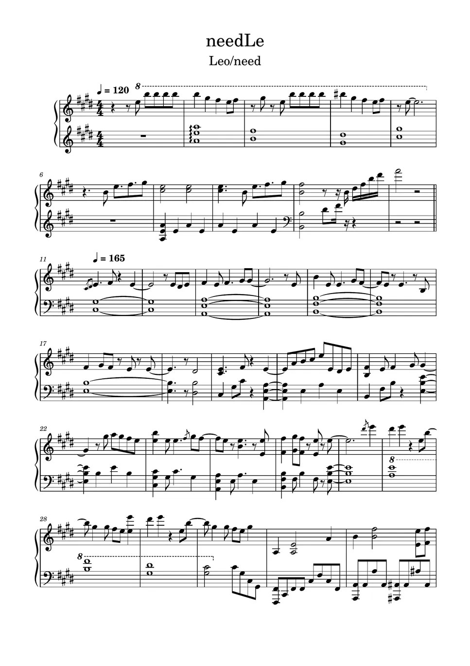 Leo/need needLe (DECO*27) 楽譜 by ちょこらんたん