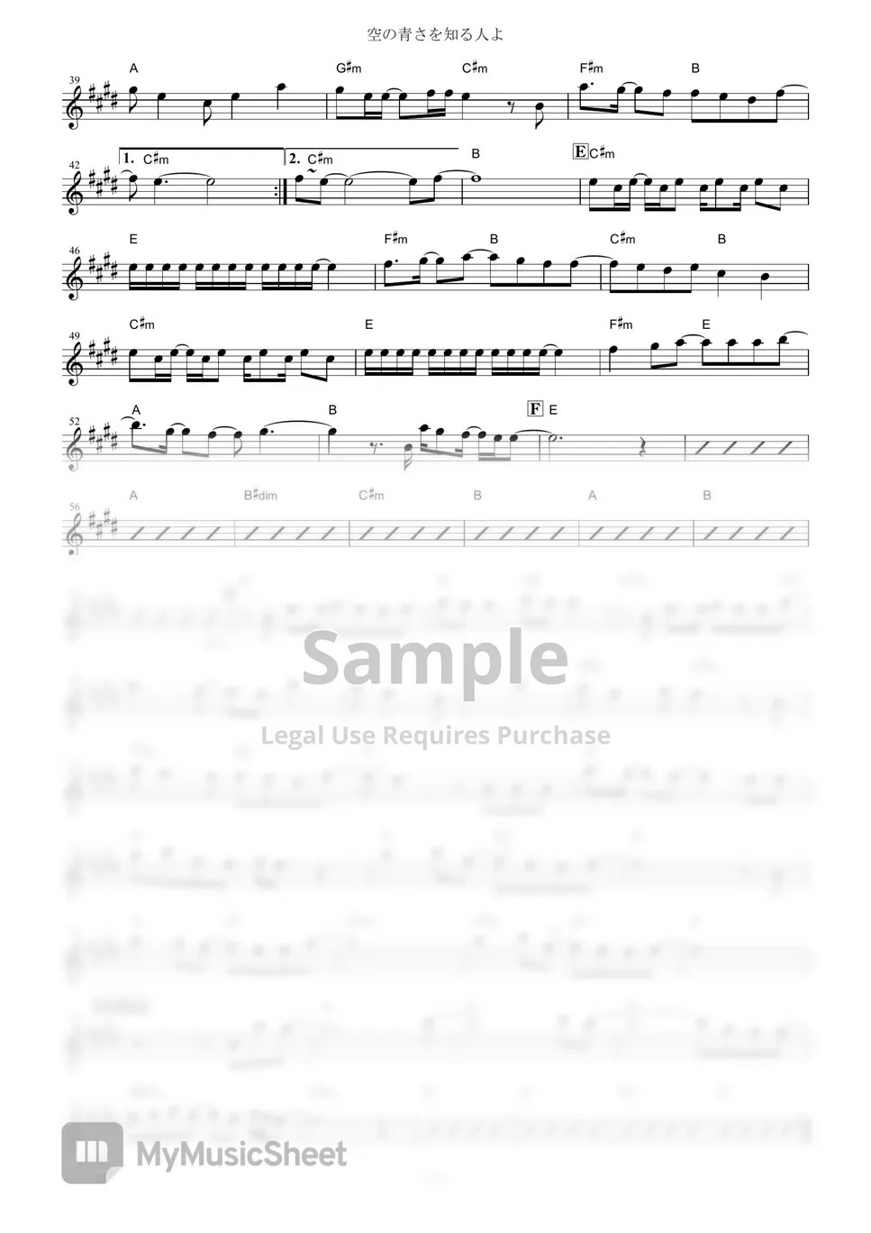 Aimyon Her Blue Sky (in Eb) Sheets