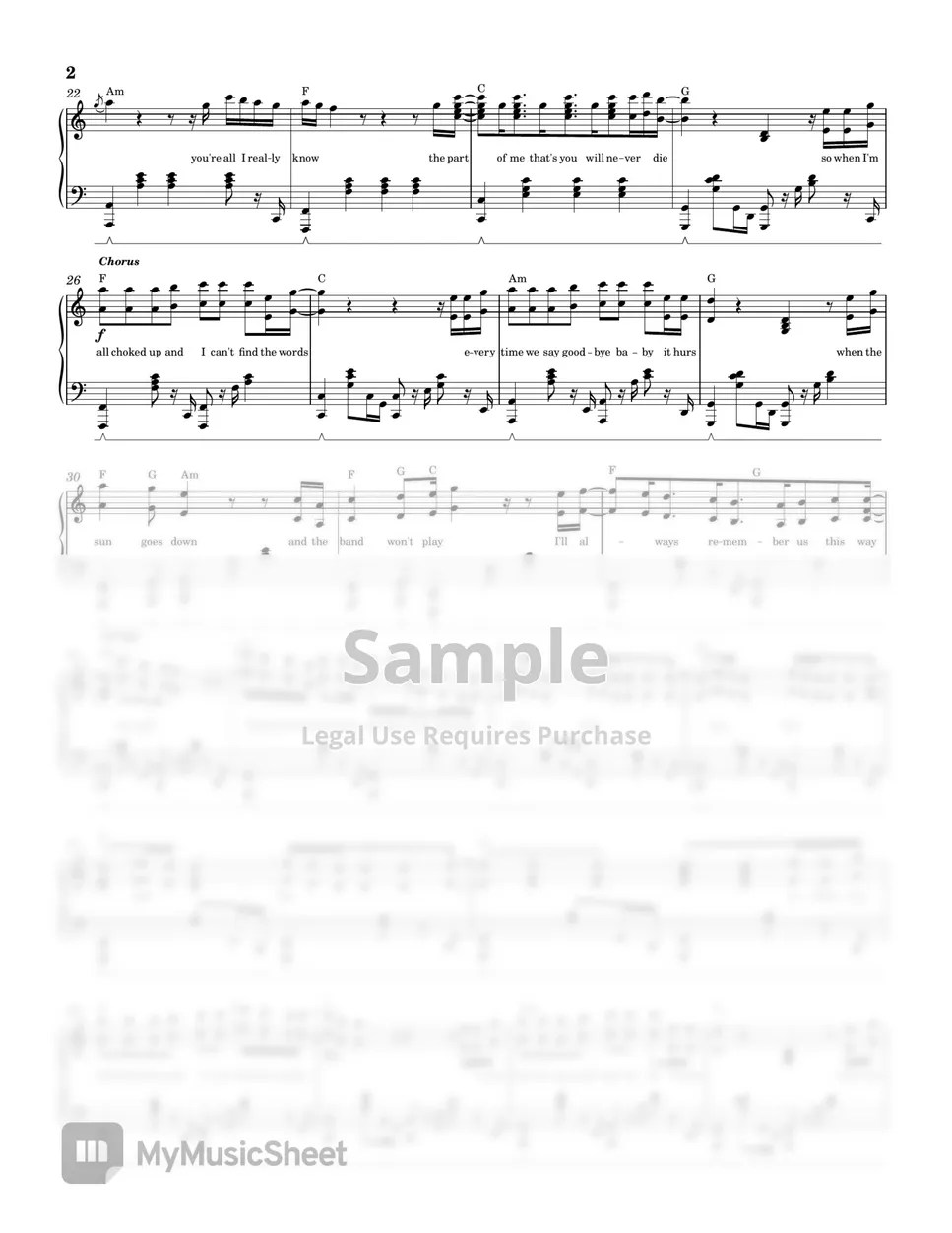 Lady Gaga Always Remember Us This Way (PIANO SHEET) Hoja by John Rod