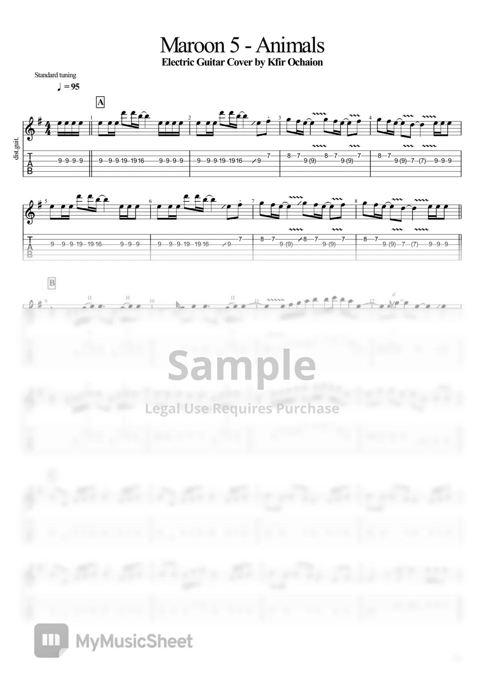 Animals Maroon 5 Guitar Chords
