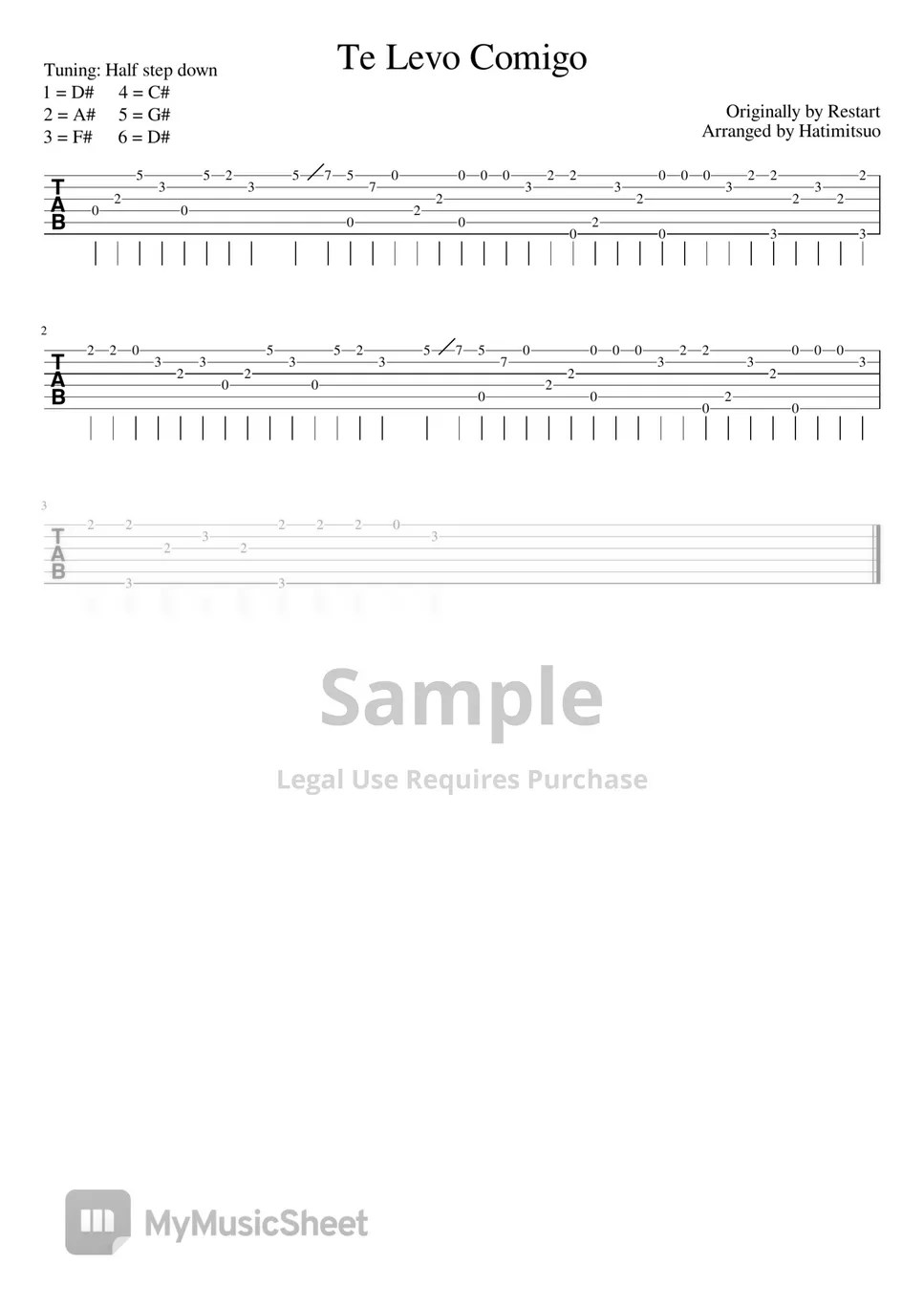 Restart Te Levo Comigo 악보 by Hatimitsuo