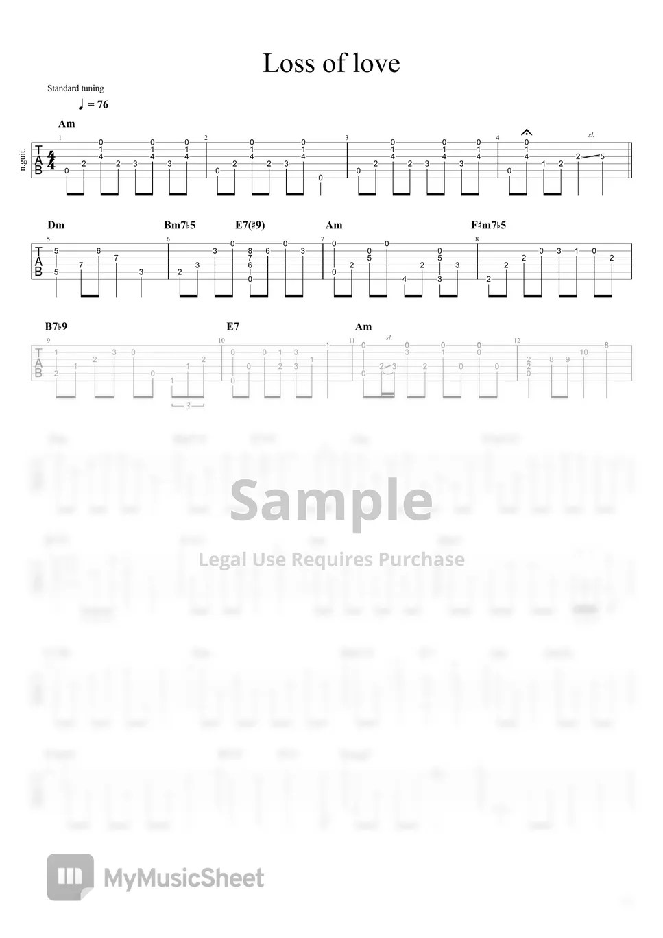 Henry Mancini Loss of love Sheets by David Chun