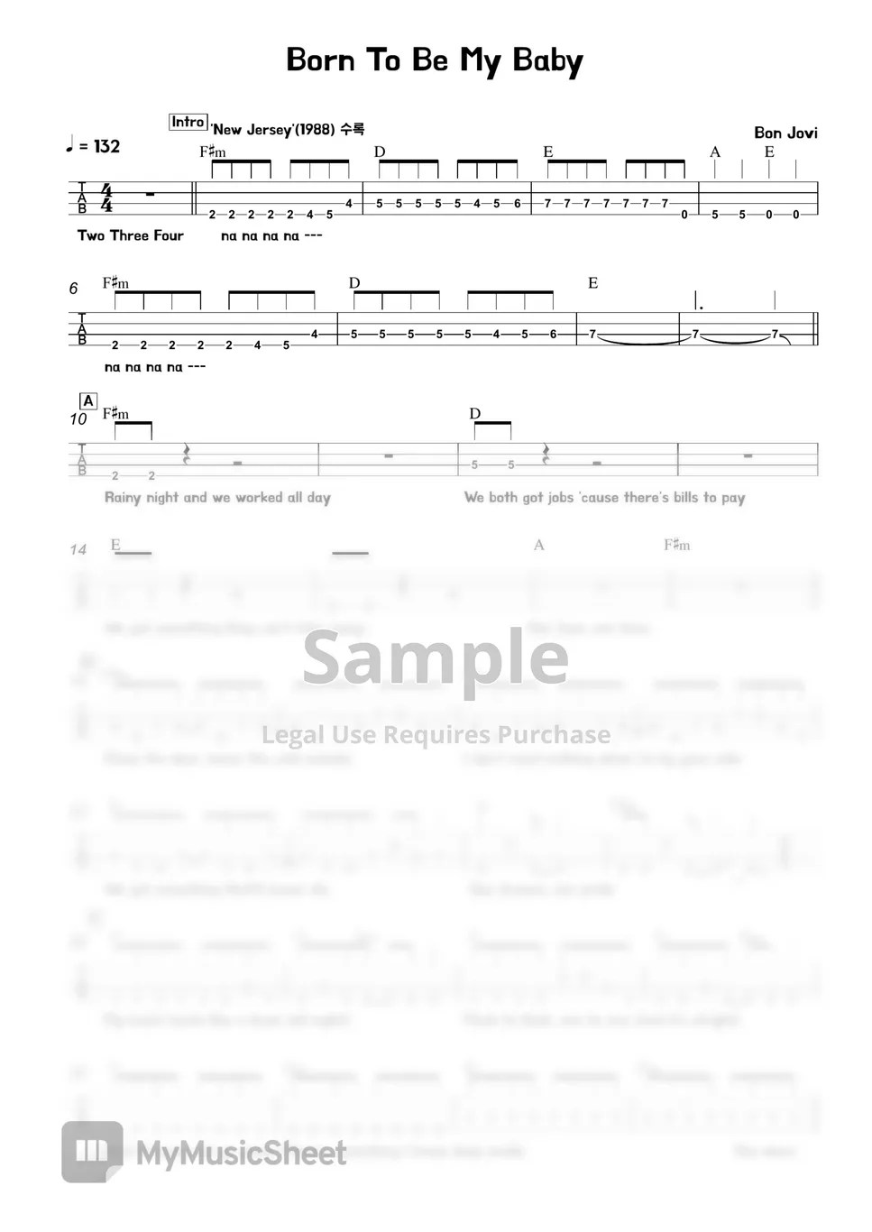 Bon Jovi Born To Be My Baby Sheets by 김미(Kimme)