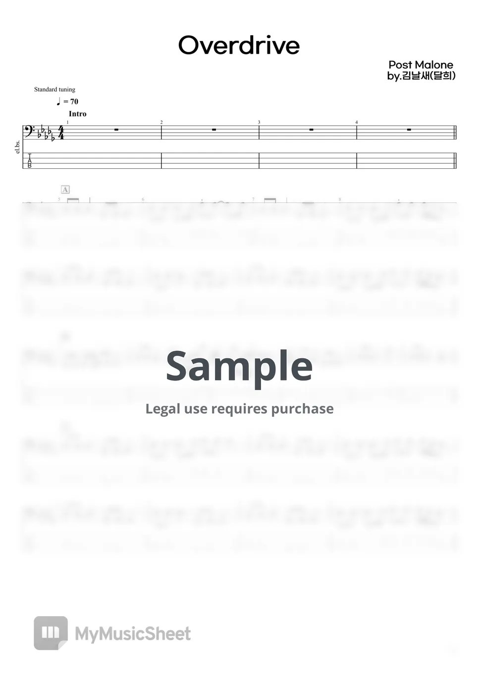 Post Malone Overdrive Tab + 1staff by 김날새