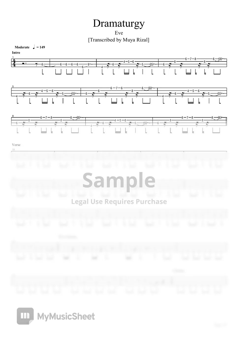 Eve Dramaturgy (Bass TAB) Sheets by Muya Rizal