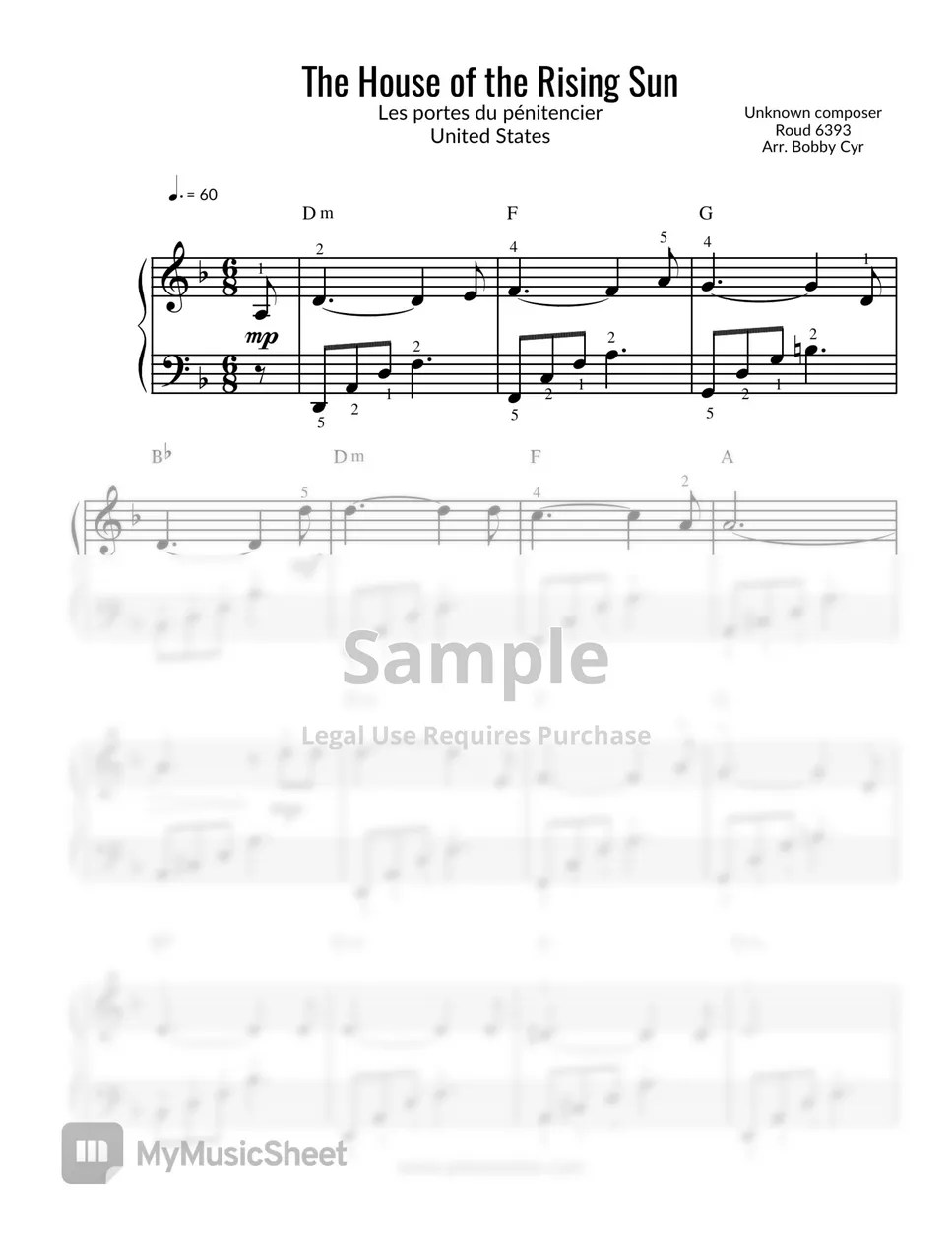 The Animals The House of the Rising Sun (Piano Solo) Sheets by Piano