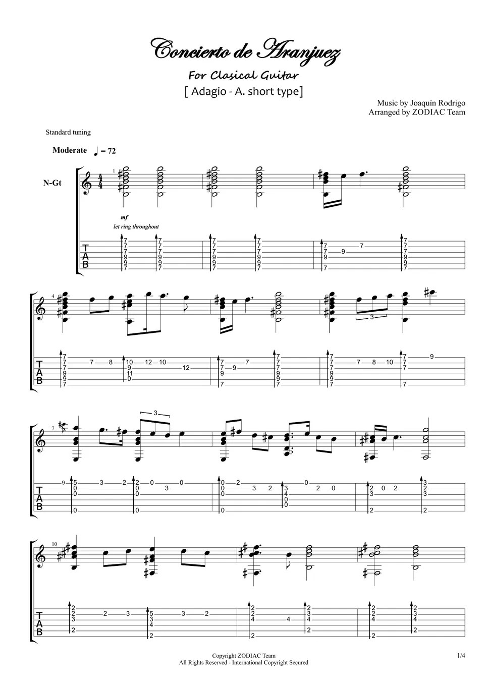 Joaquín Rodrigo Concierto de Aranjuez solo(아랑훼즈 기타 솔로) Adagio A