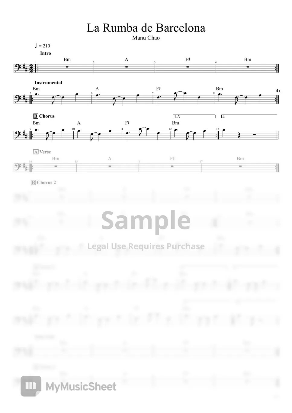 Manu Chao La Rumba de Barcelona 악보 by Massimiliano Gentilini