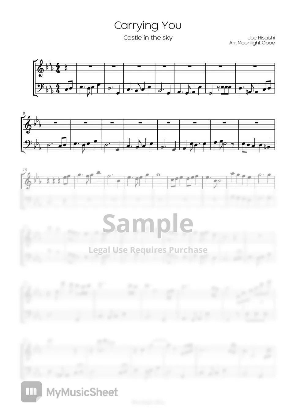 Carrying You (Laputa The Castle in The Sky) (Duet (Flute/Violin/Oboe