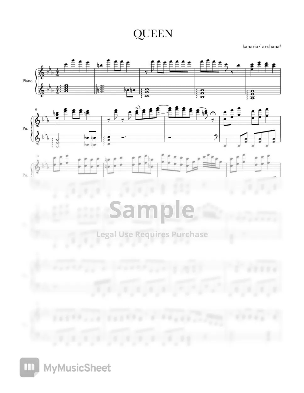 Kanaria QUEEN (piano solo) Sheets by Kanaria