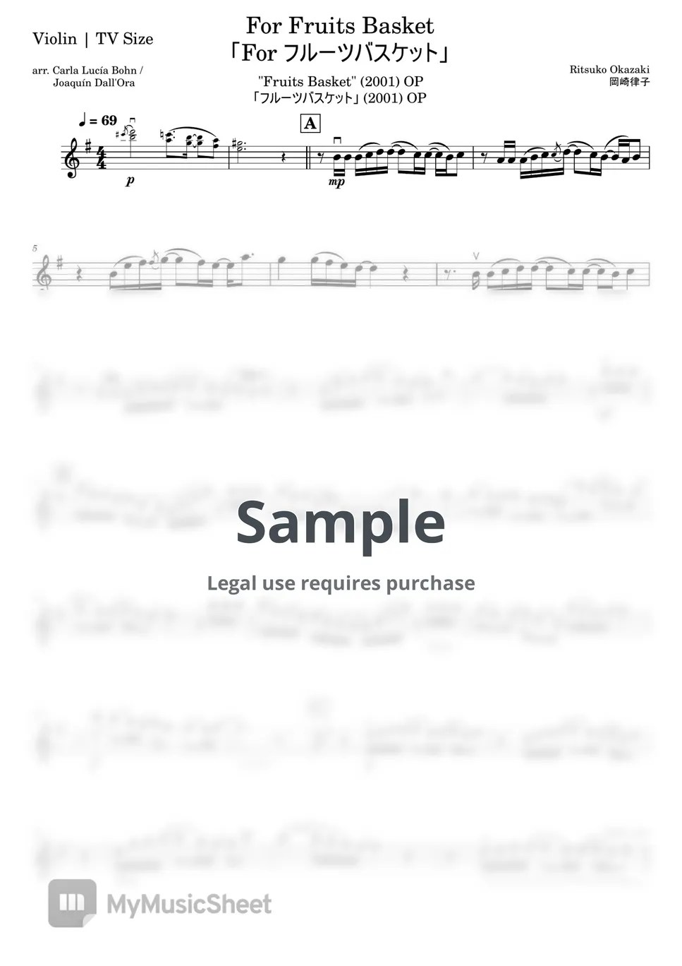 Ritsuko Okazaki For Fruits Basket "Fruits Basket (2001)" OP Sheets