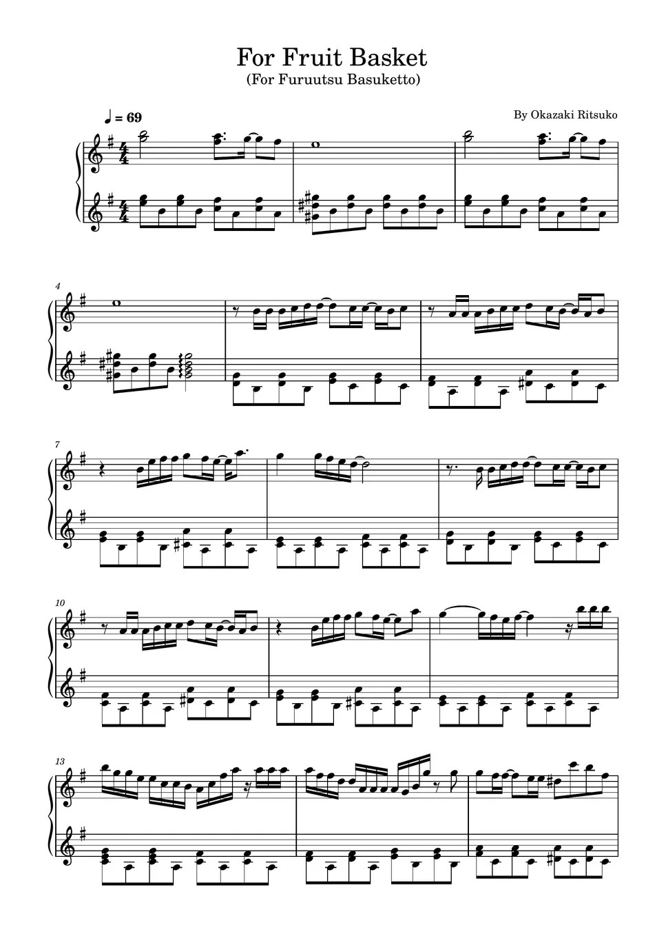Okazaki Ritsuko For Fruit Basket (《For フルーツバスケット(水果篮子OP)》,For