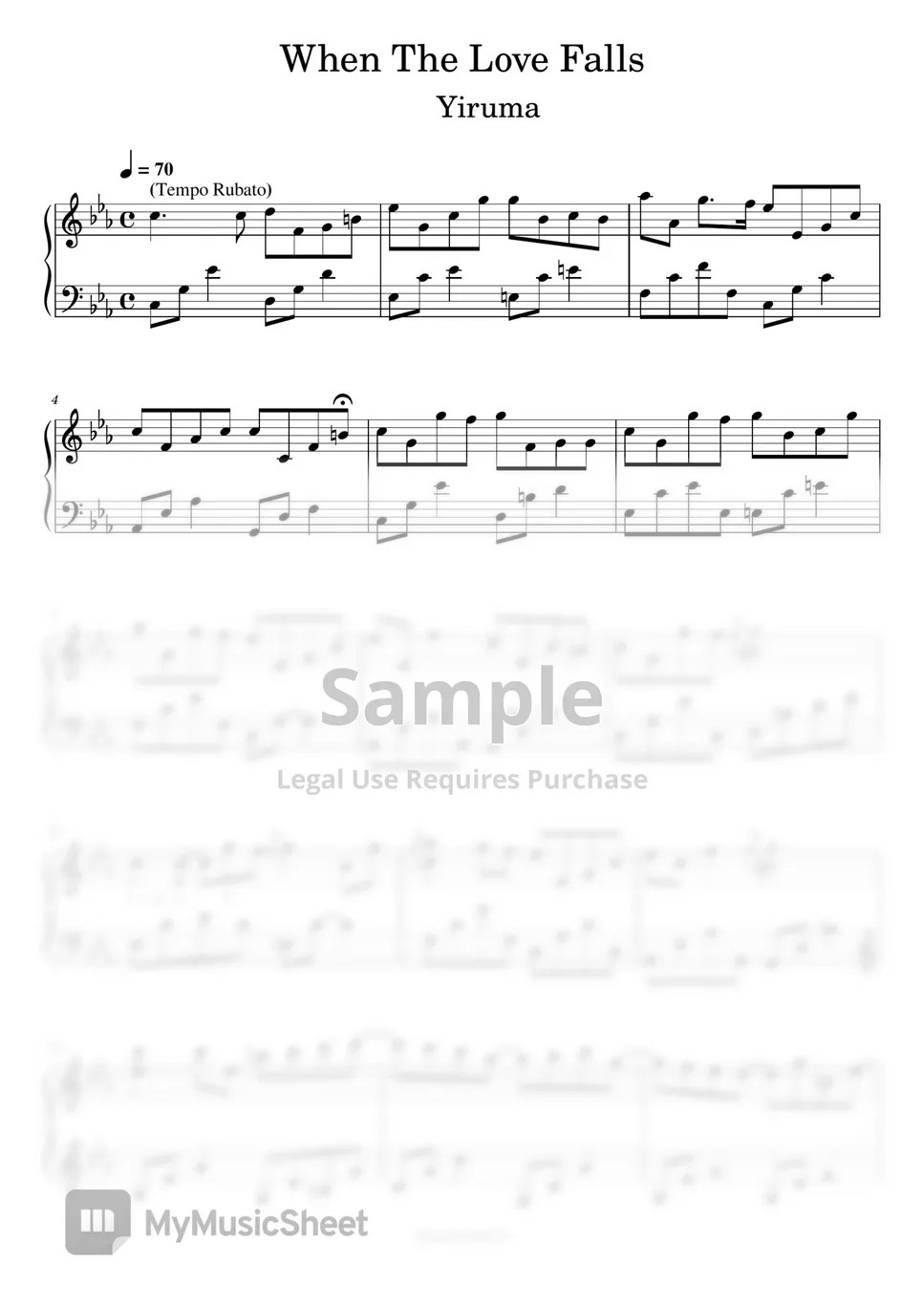 YRM When the love falls Sheets by Piano Suit