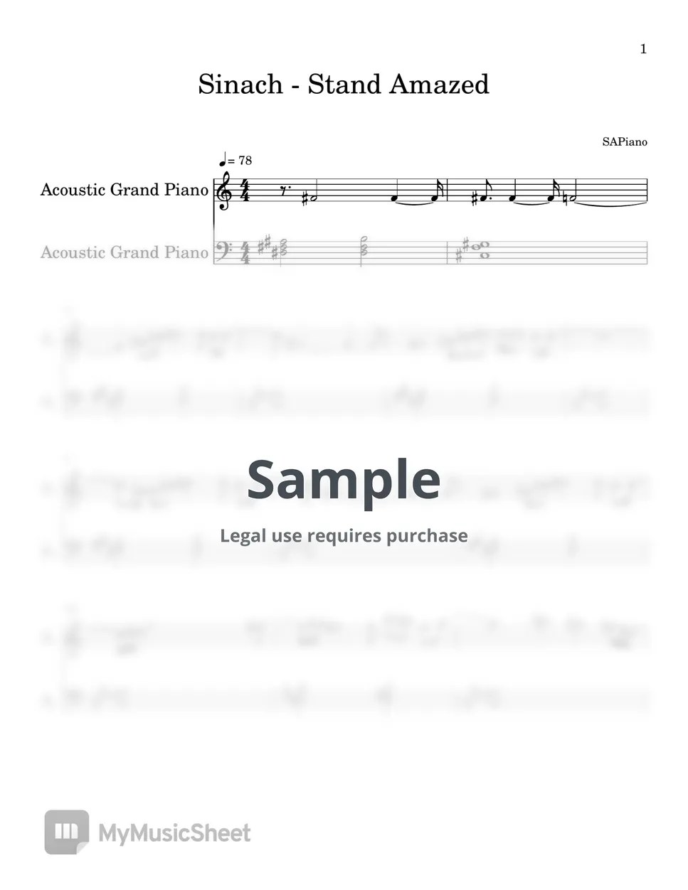 Sinach Stand Amazed (PIANO SHEET) Sheets by SAPiano