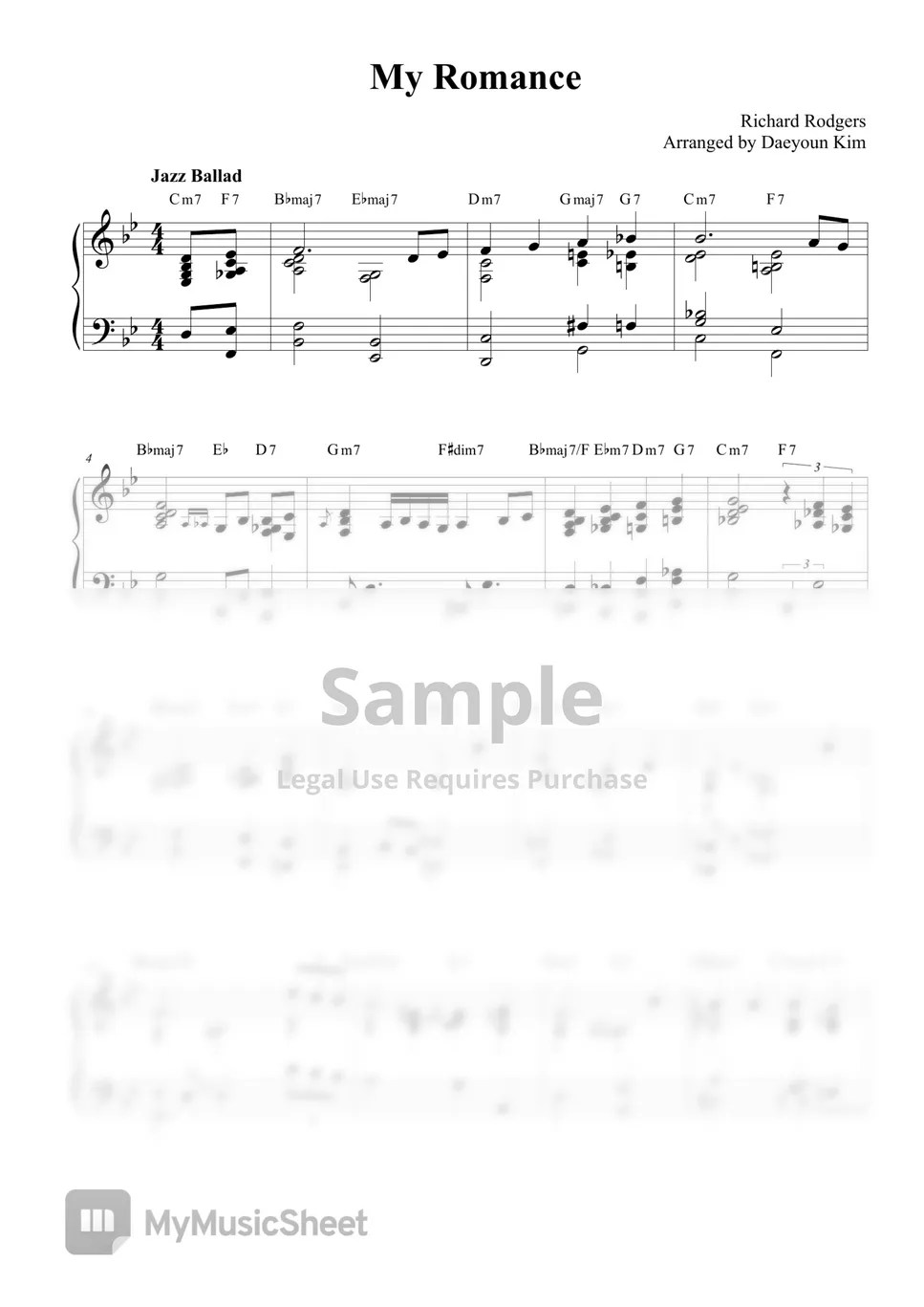 Richaed Rodgers My Romance Sheets by Daeyoun Kim