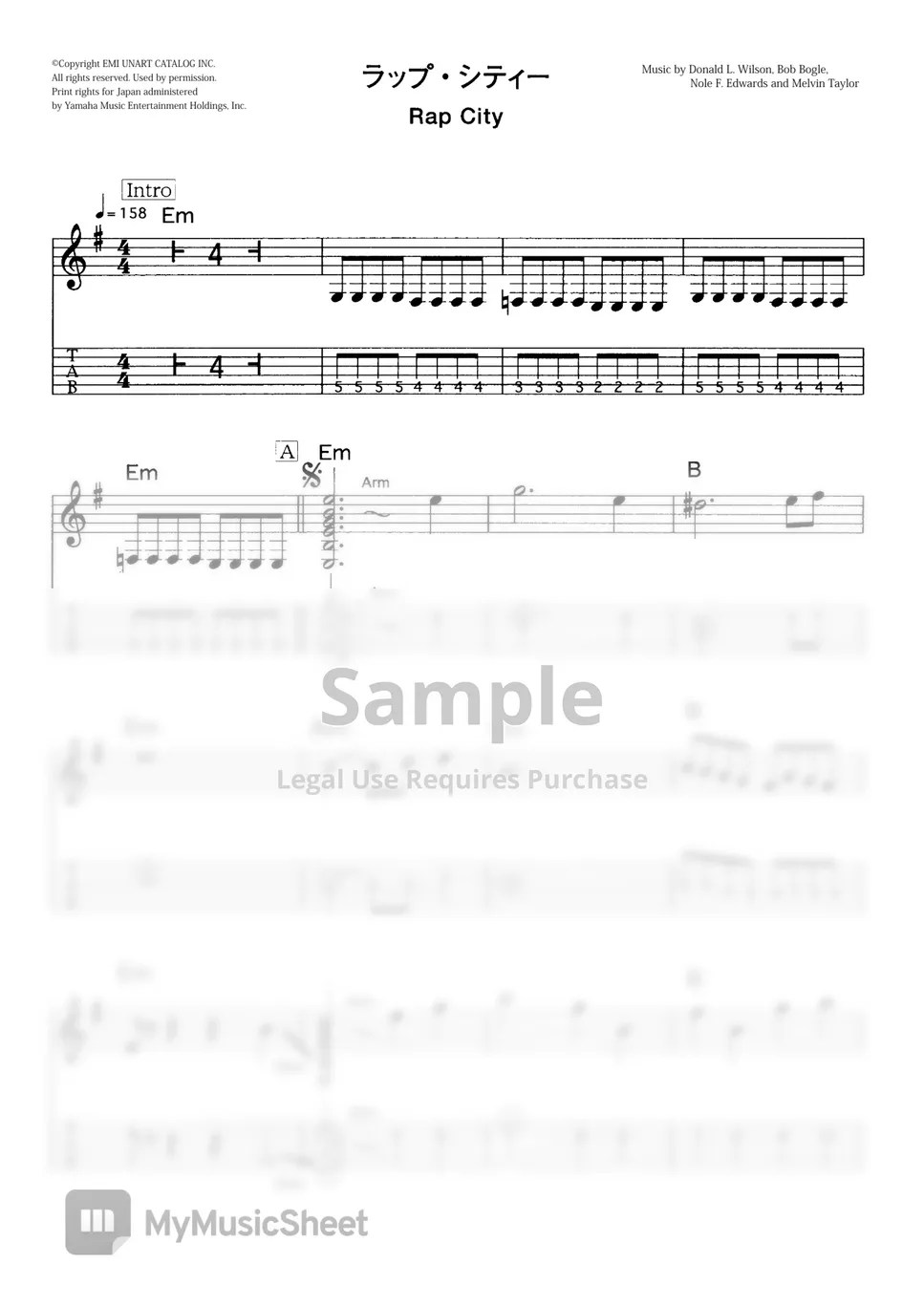 THE VENTURES RAP CITY (VENTURES SOUND ELECTRIC GUITAR) Sheets by Far