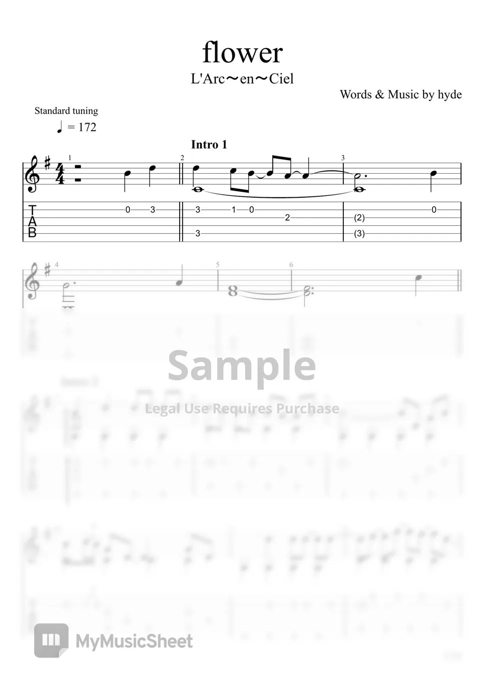 L'Arc～en～Ciel flower (Fingerstyle) Sheets by u3danchou