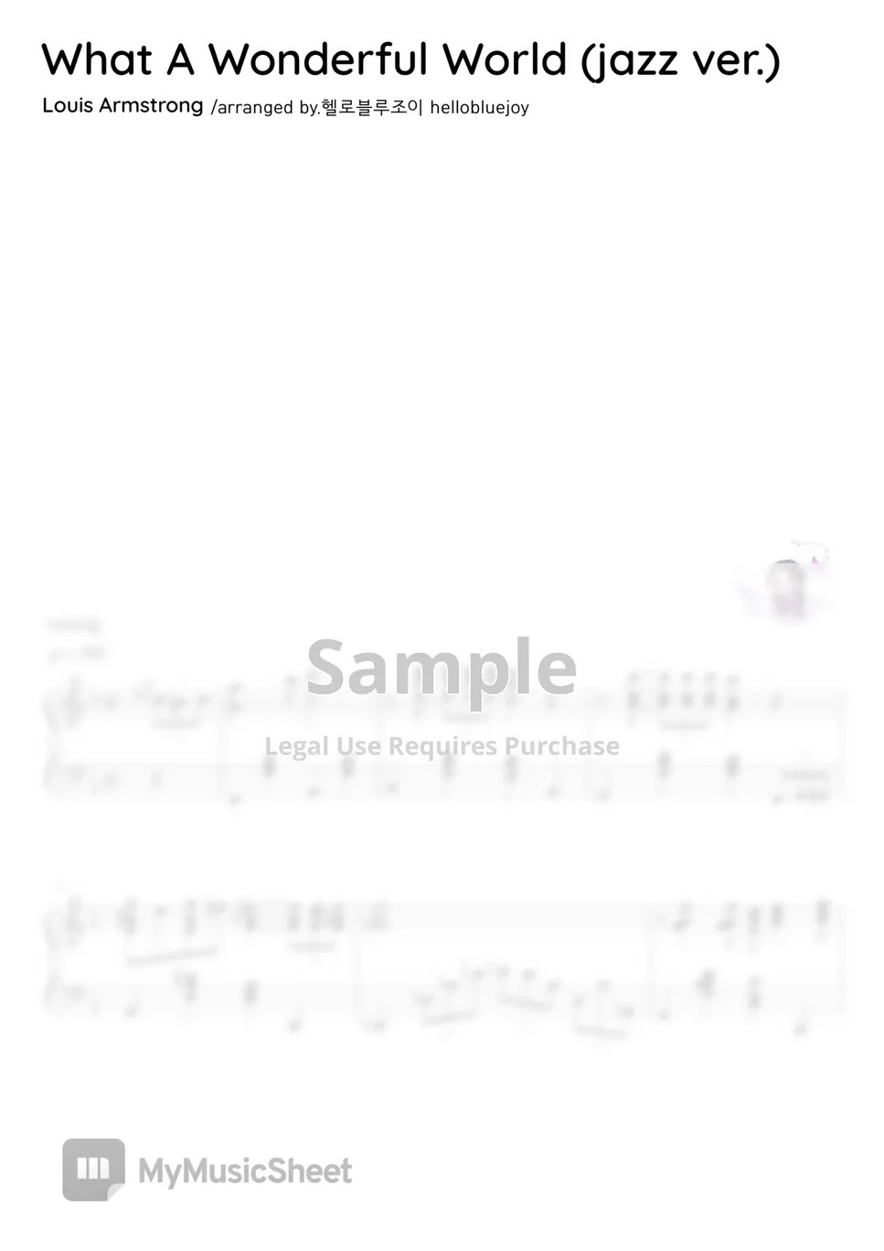 Louis Armstrong What A Wonderful World (jazz ver.) Sheets by 헬로블루조이