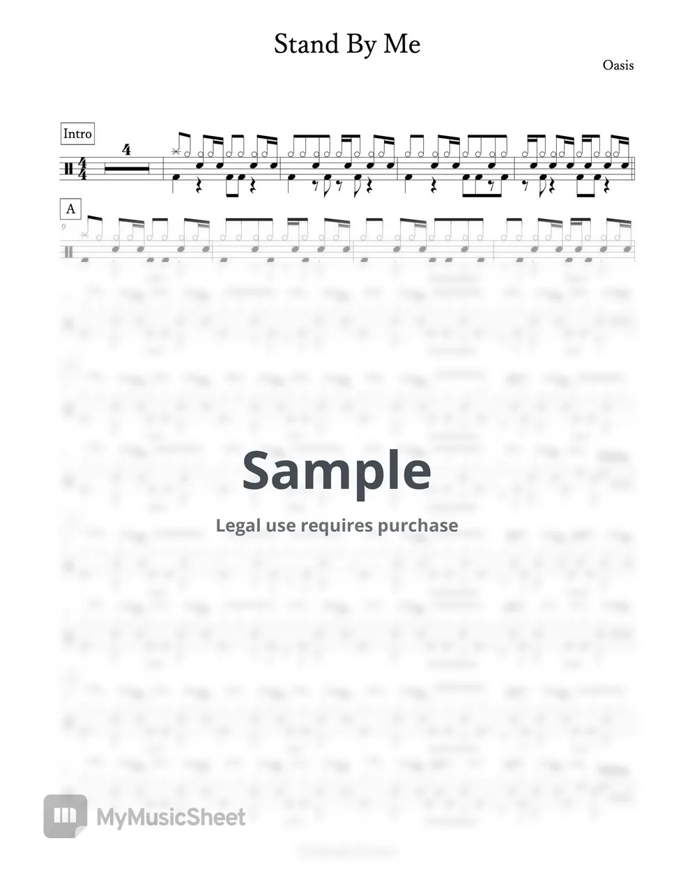 Oasis Stand By Me 악보 by Arkadia Drums