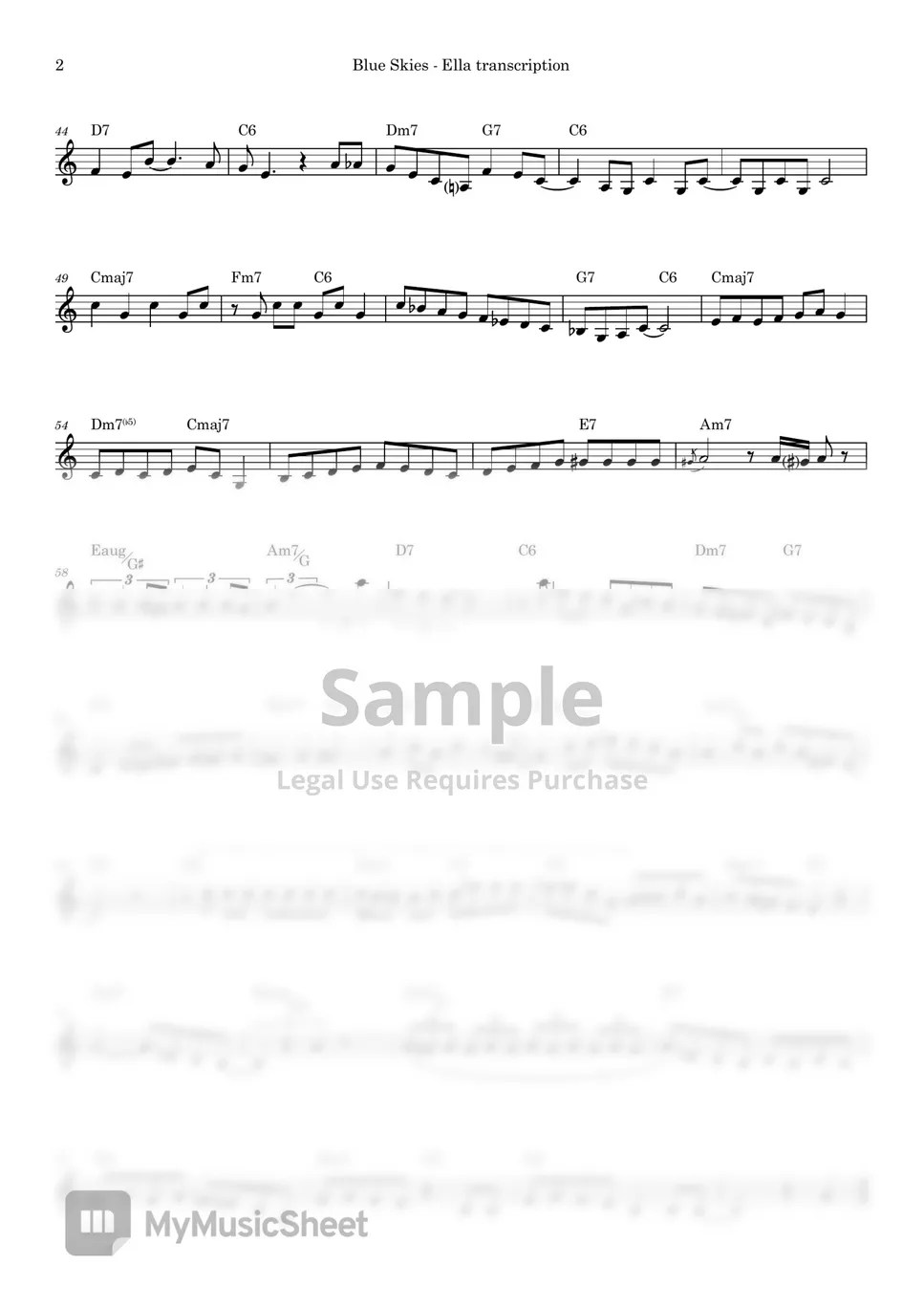 Ella Fitzgerald Blue Skies Partition musicale by Soojin Andrew