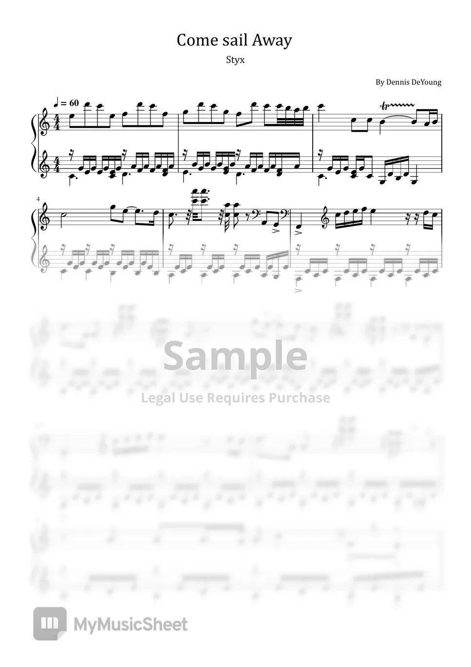 Dennis DeYoung Come sail Away (Styx For Piano Solo) 악보 by poon