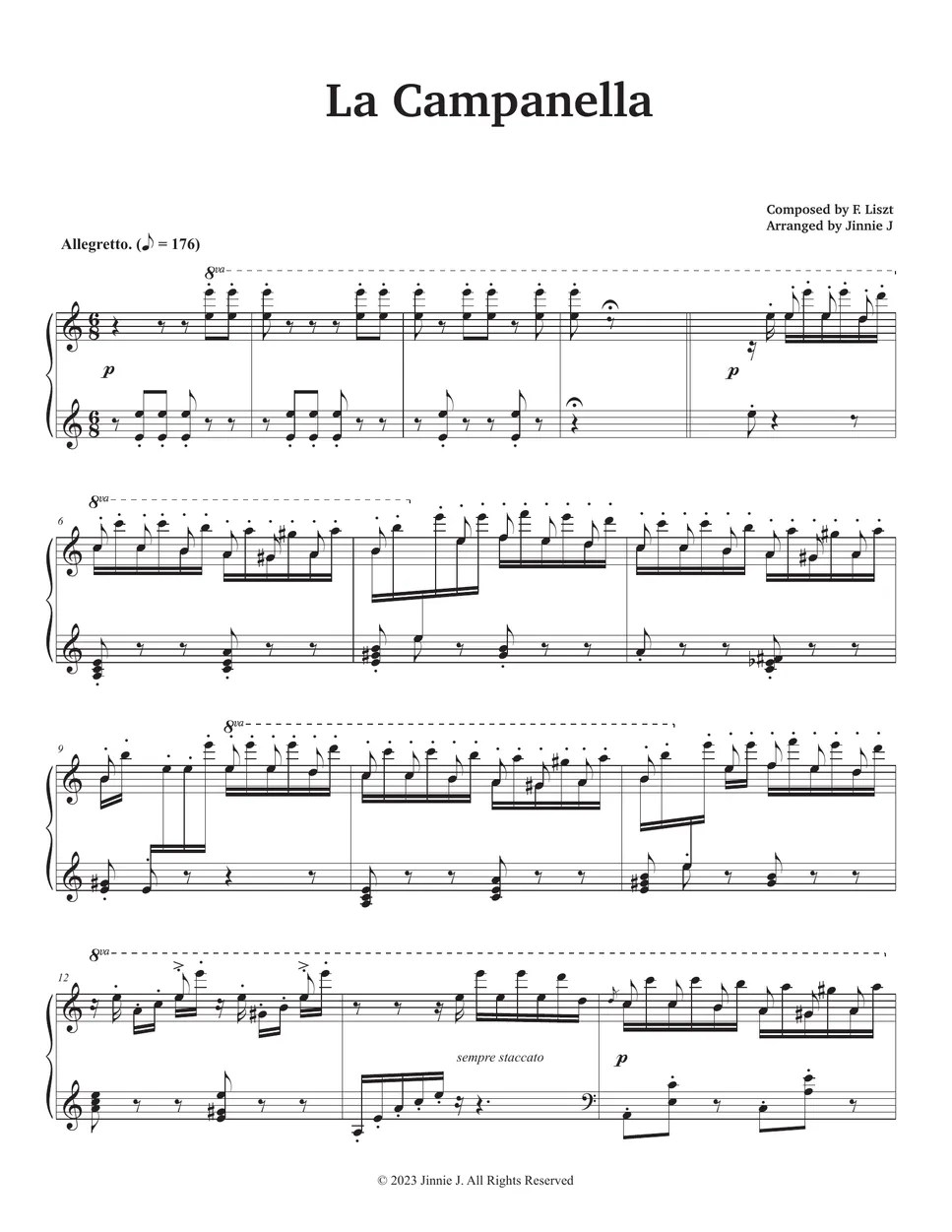 F. Liszt (리스트) La Campanella (라 캄파넬라) (중상급악보, Am key) Sheets by Jinnie J