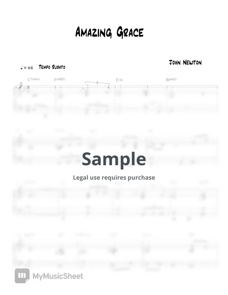 John Newton Amazing Grace (Easy Jazz Ver) 악보 by MIWHA