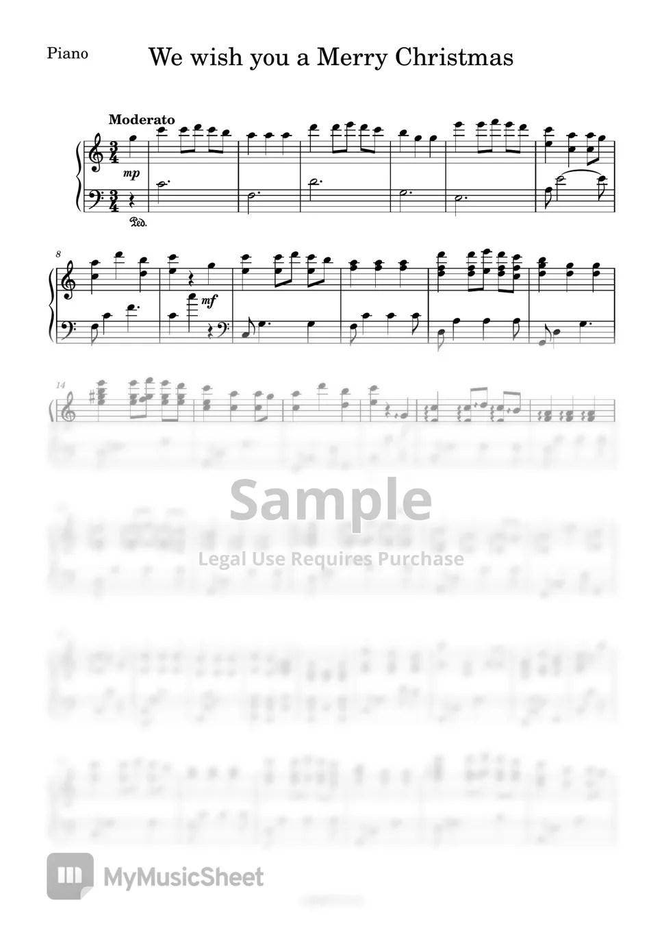 캐롤 we wish you a merry christmas (크리스마스 캐롤/반주 MR/피아노 악보) 악보 by 심플플루트뮤직