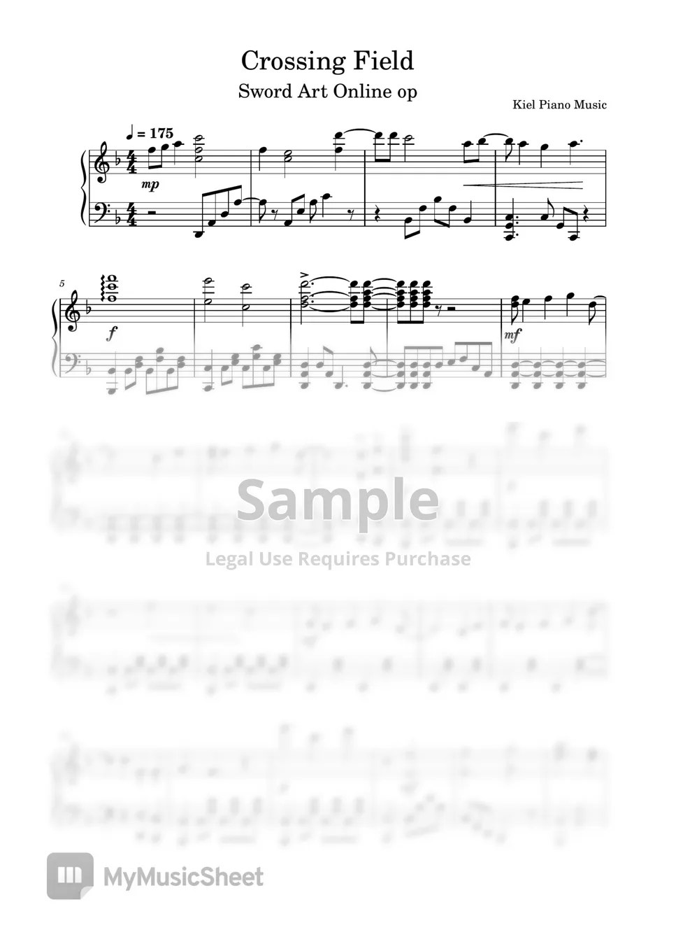 LiSA Crossing Field Sword Art Online OP (Piano Cover) Sheets by