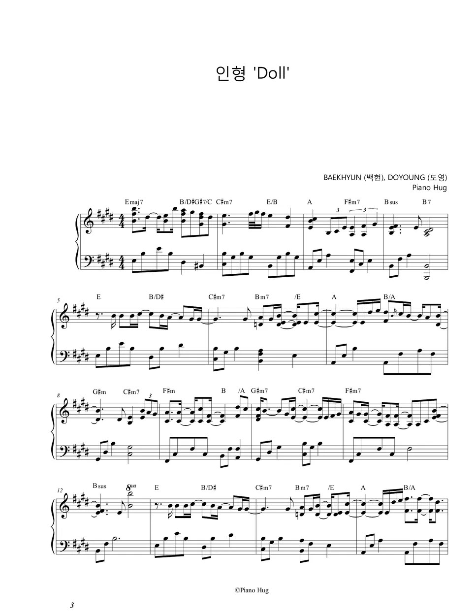 BAEKHYUN, DOYOUNG Doll (Rewind Blossom) 楽譜 by Piano Hug