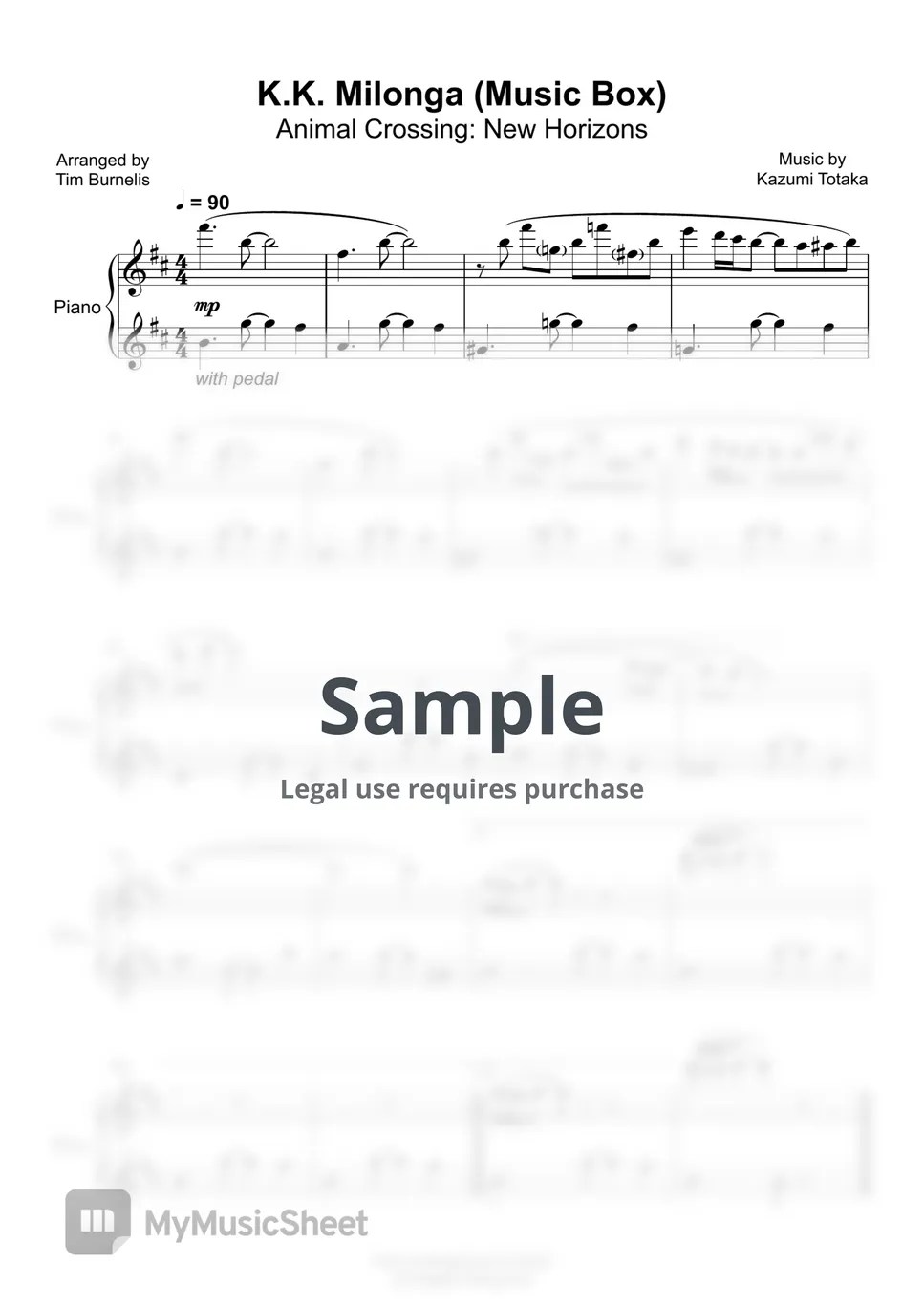 Animal Crossing New Horizons K.K. Milonga (Music Box) Sheets by Tim